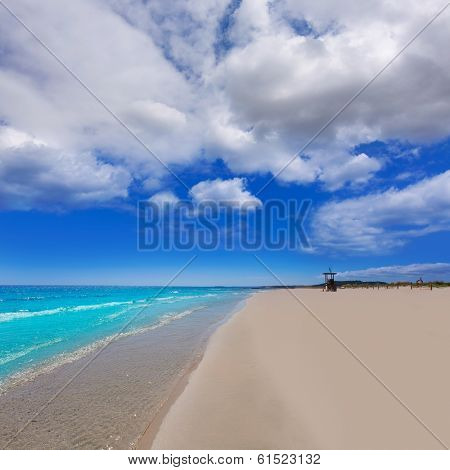 Alaior Cala Son Bou in Menorca turquoise beach at Balearic islands