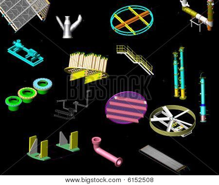 3D Render Of Machineries