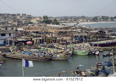 Poor African Fishing Village Landscape