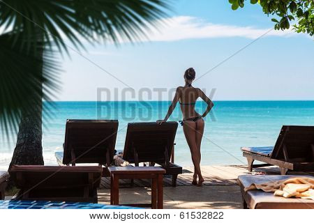 Female against sea