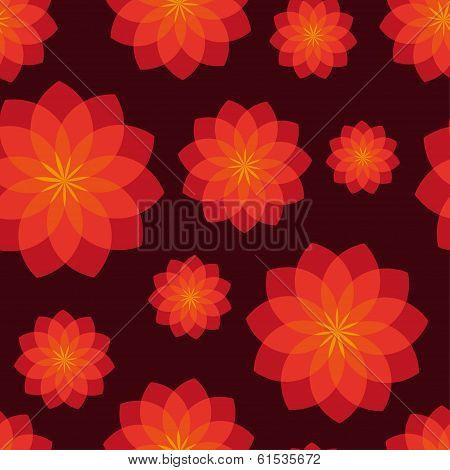 Seamless pattern with red flowers