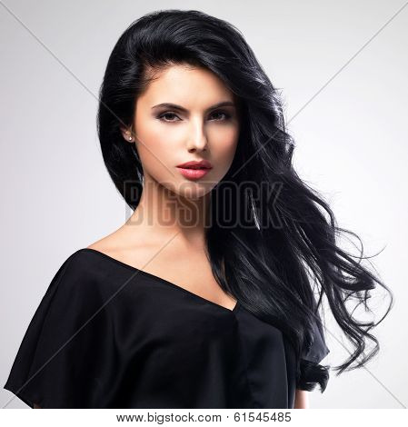 Portrait  Of An Young Woman With Long  Hair.