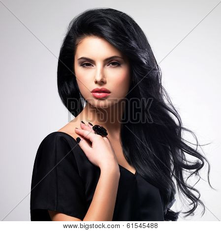 Portrait  Of An Young Woman With Long  Hair.