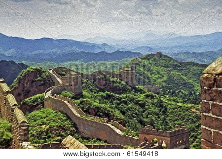 Oil Painting Stylized Photo Of The Great Wall Of China