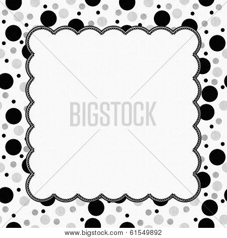 White, Gray And Black Polka Dots Frame With Embroidery Background
