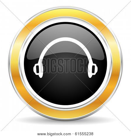 black web button with golden ring