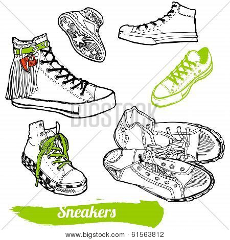 Set of cartoon sneaker