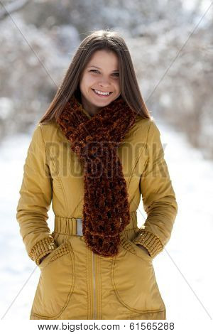 Portrait of a beautiful girl in the early springr. Spring girl.