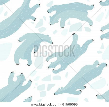 Swimming Polar Bears Seamless Pattern