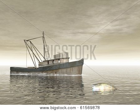 Old fishing boat - 3D render