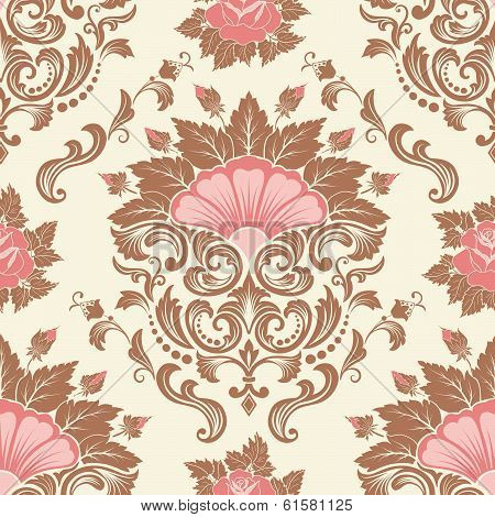 Vector damask seamless pattern element.