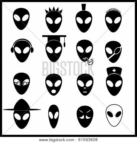 alien icons set eps10