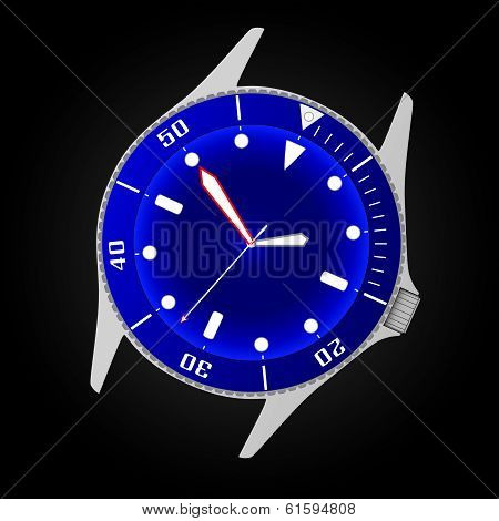 diver watch case and dial