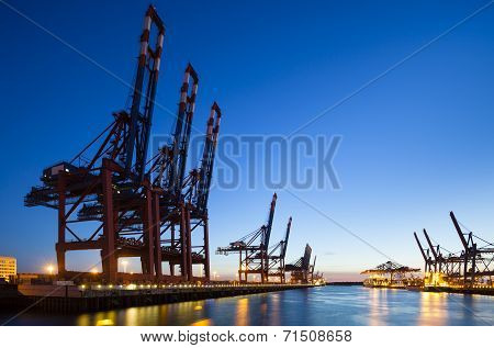 Container Terminals At Night