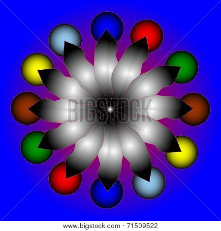 Aabstract Composition With A Colored Balls And Pink Background