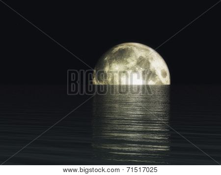 Digital Visualization Of A Moonset