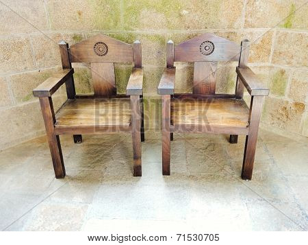 Armchairs In Church-abbey Of Mont Saint Michel