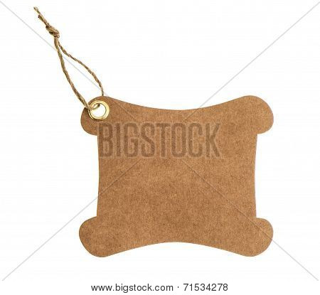 Brown Paper Tag With Metal Rivet Isolated On White