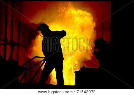 Hard Work In A Foundry, Melting Iron