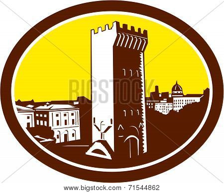 Tower Of San Niccolo Florence Woodcut