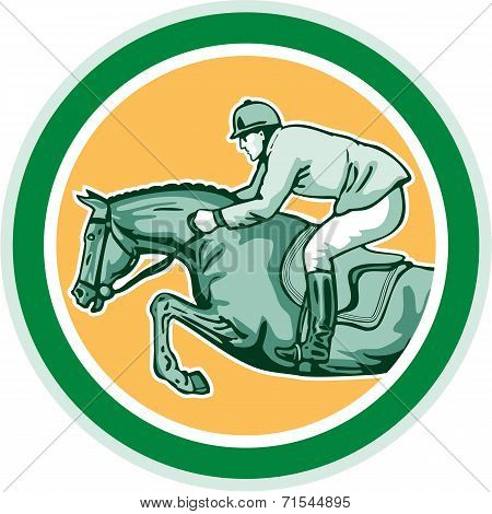 Equestrian Show Jumping Side Circle Retro