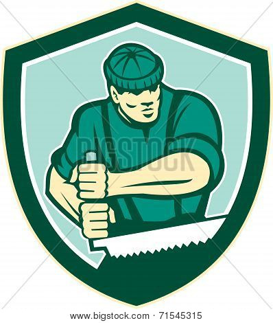 Lumberjack Crosscut Saw Shield Retro