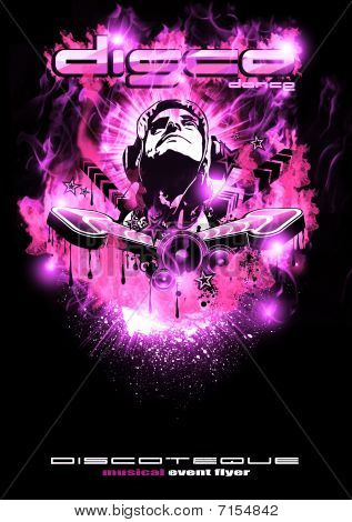 Fondo de noche de discoteca con Dj forma y atmósfera mágica