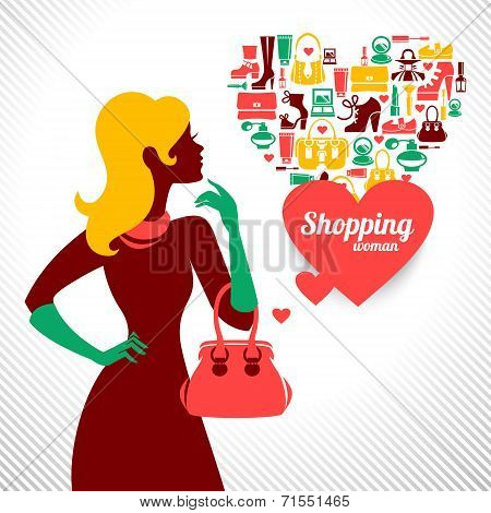 Shopping woman silhouette. Elegant stylish design