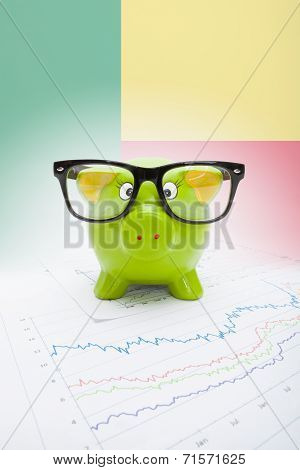 Piggy Bank With Flag On Background - Benin
