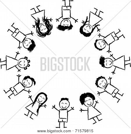 Children And Globe Coloring Page