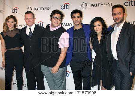 LOS ANGELES - SEP 7:  K McPhee, R Patrick, Ari Stidham. Elyes Gabel, Jadyn Wong, Eddie K Thomas at the PaleyFest 2014 Fall TV Preview - CBS at Paley Center on September 7, 2014 in Beverly Hills, CA