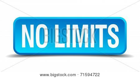 No Limits Blue 3D Realistic Square Isolated Button