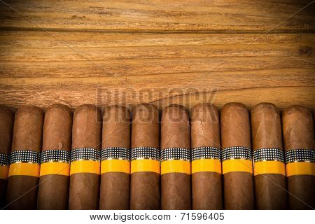 Cigars On Rustic Table