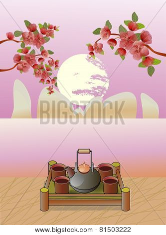 Sakura . Tea ceremony.Menu