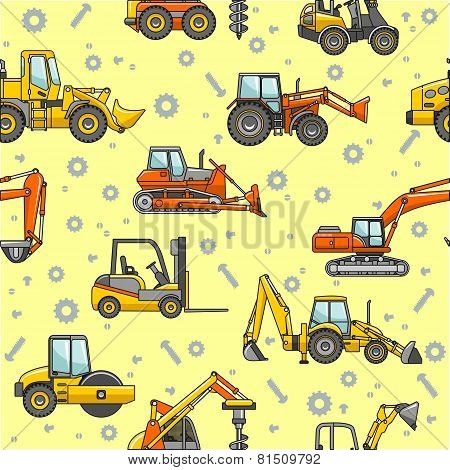 Heavy construction machines seamless pattern
