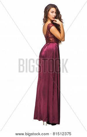 Back view photo of woman wearing evening dress