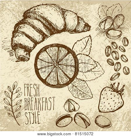 Breakfast sketched set