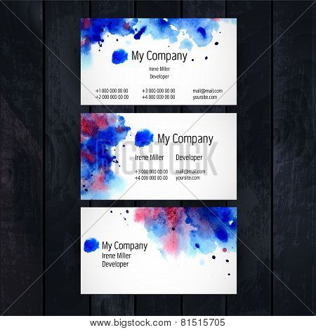 Watercolor business card template