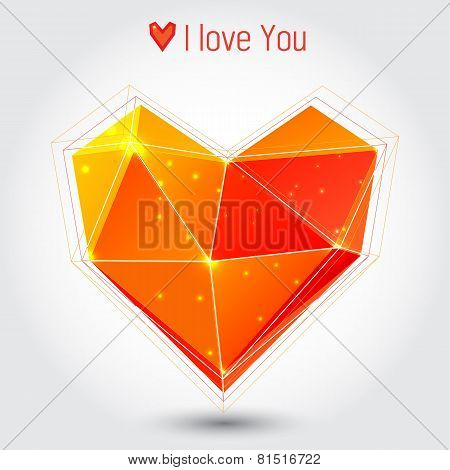 Orange and red triangle heart