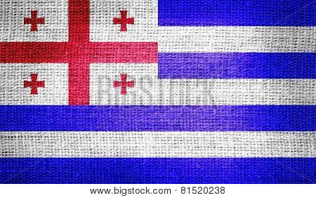 Ajaria flag on burlap fabric
