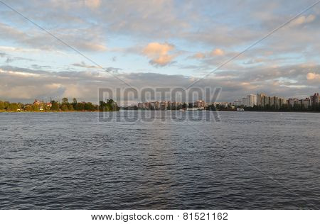 View Of Neva River On The Outskirts Of St. Petersburg.