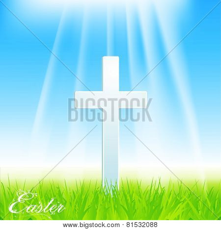 Easter Cross on Blue Sky background
