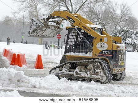 Snow removal equipment in Manhattan after snowstorm