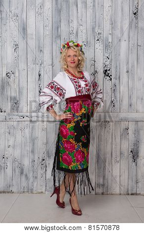 Ukrainian pregnant woman in vyshyvanka