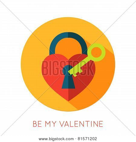Valentines day flat isolated icon. Be my valentine greeting card.