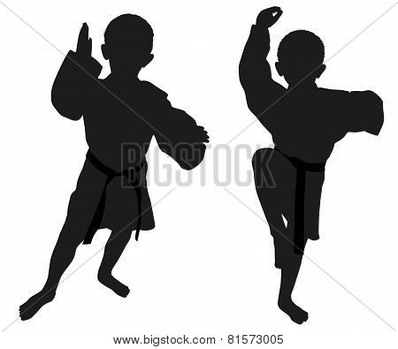 Silhouettes Of Two Little Boys