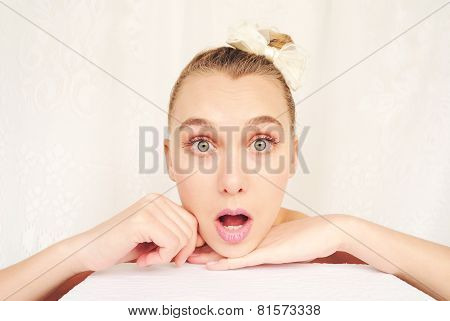portrait photo of surprised doll girl
