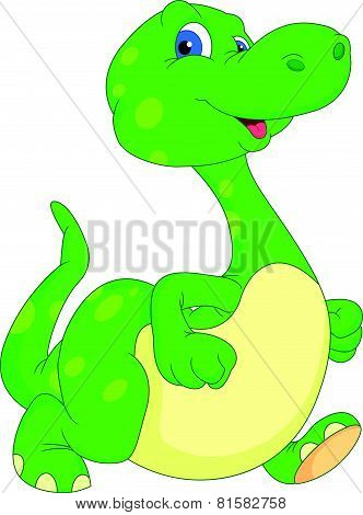 cute green dinosaur cartoon