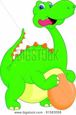 cute green dinosaur cartoon