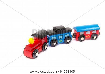Wooden Toy Train With Colorful Blocs Isolated
